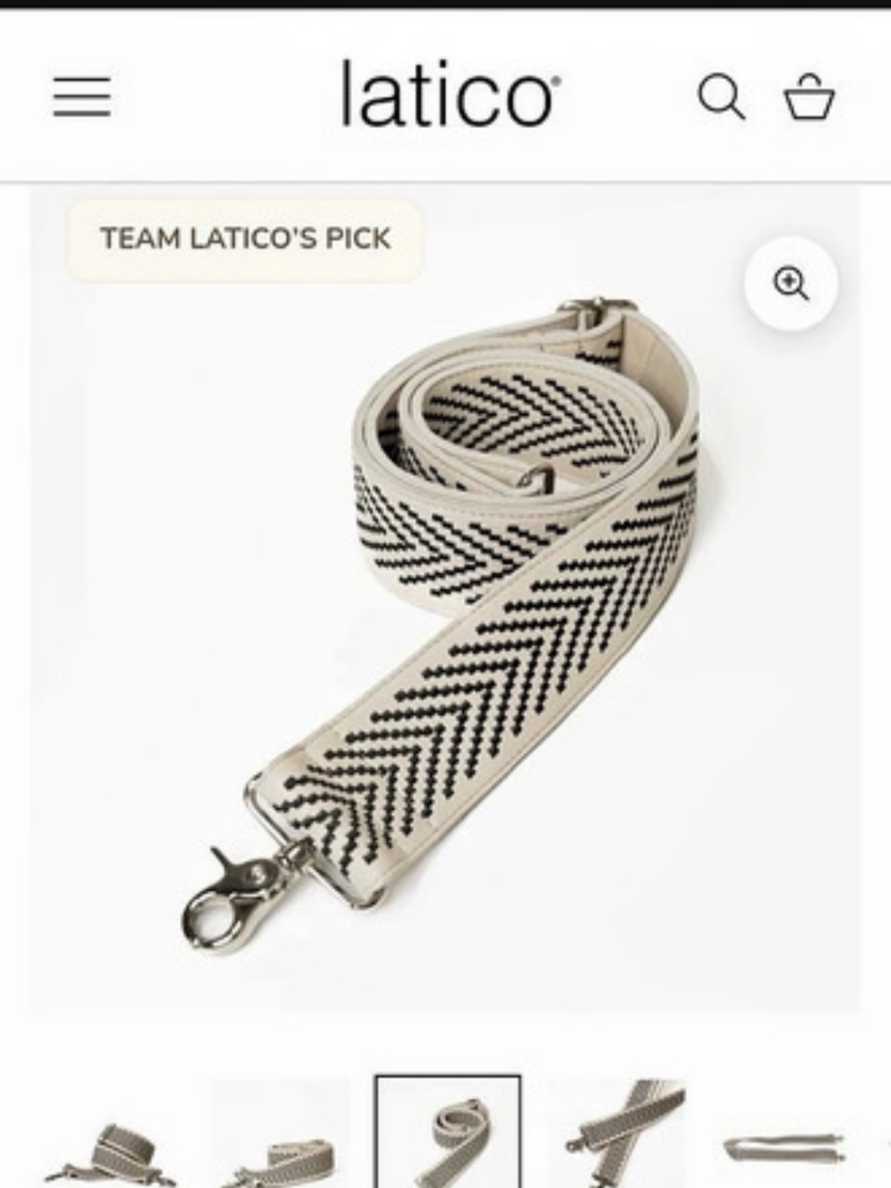 Latico Bowie Leather Shoulder Strap Chevron Leather Oat Shoulder Strap